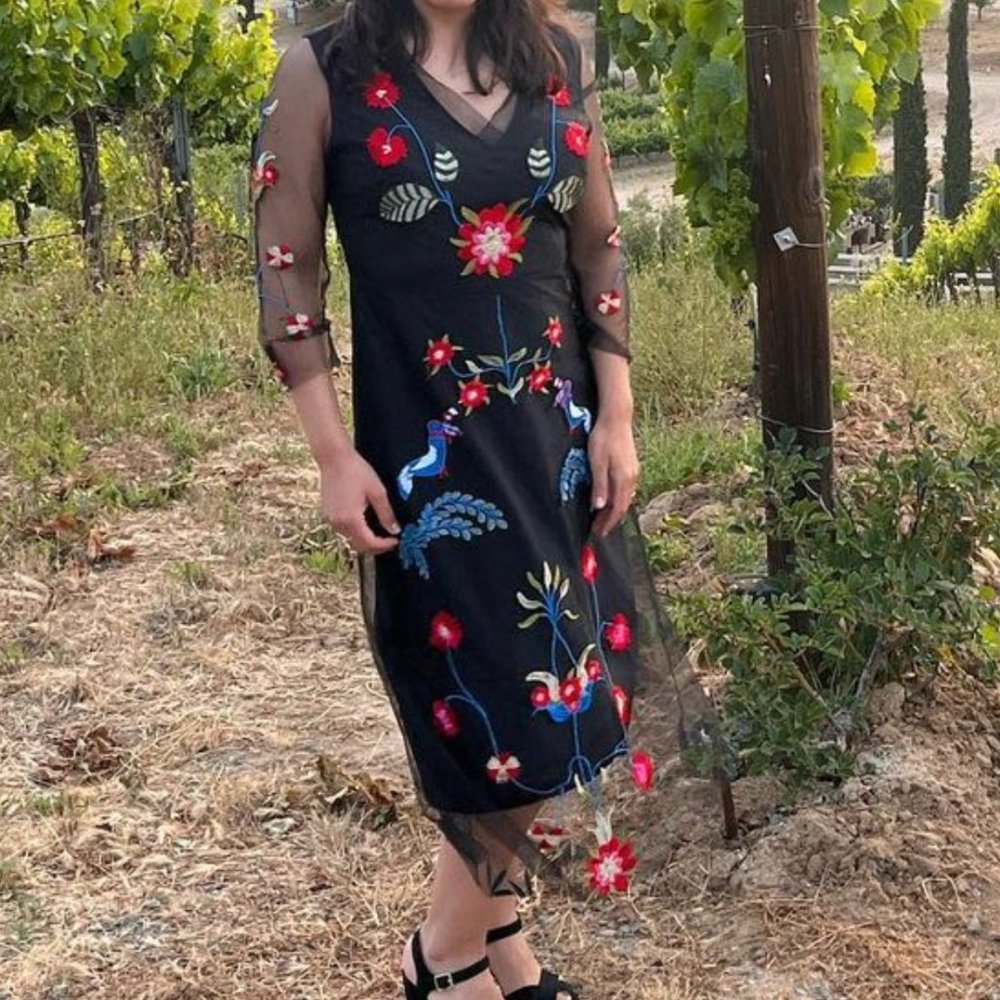 Black Embroidered Lace Dress